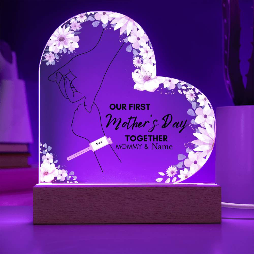 First Mother's Day Acrylic Heart Nightlight