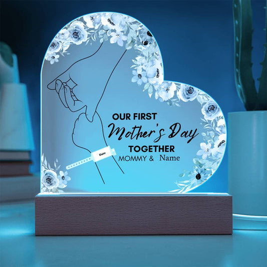 First Mother's Day Acrylic Heart Nightlight